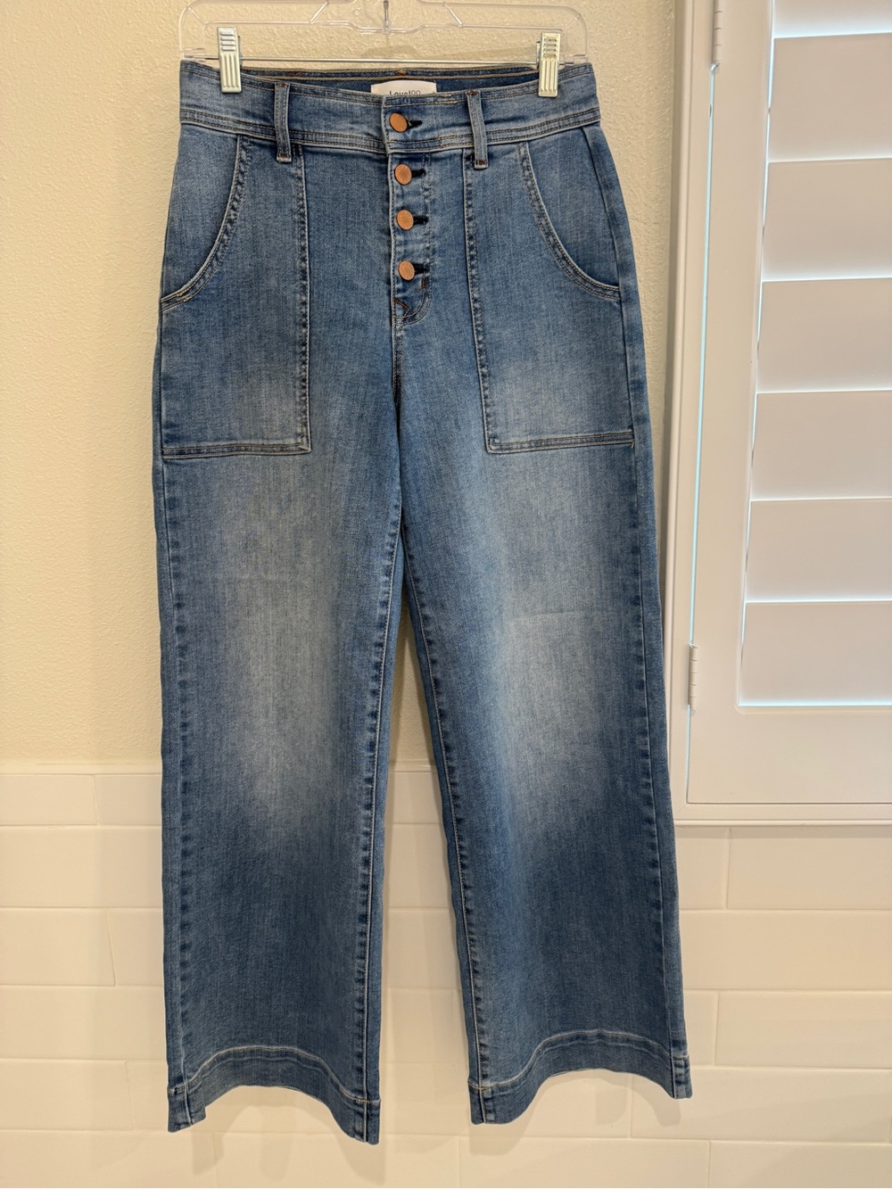 Level99 High-Rise Wide-Leg Blue Jeans With Button Fly
